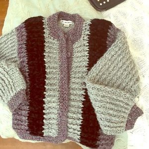 Color block Vintage Wool sweater coat